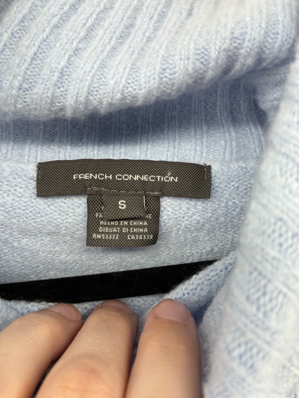 Light Blue Off-Shoulder Ribbed Sweater - Picture 3 of 8
